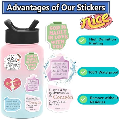 50PCS Jesus Quote Notes Stickers,Bible Journaling Stickers,Waterproof Vinyl Faith Stickers for Water Bottles Laptop Journal - color: Quote Notes Stickers