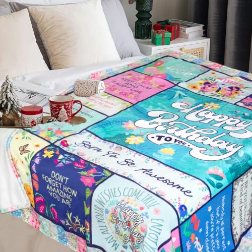 Birthday Gifts for Women, Women Birthday Gift Ideas Blanket 50"X60" - color: Green-happy Birthday