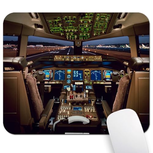 Airplane Cockpit View Mouse Pad, Flight Deck Desk Mat for Boeing 777 Lover - color: Tan Brown