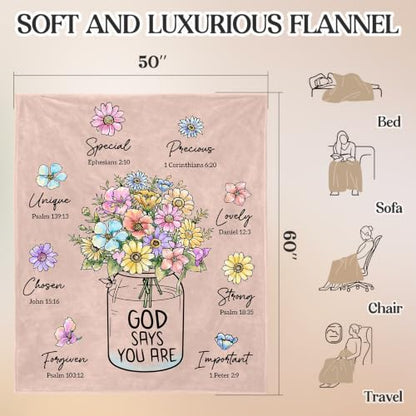 Christian Religious Gifts for Women, Light Pink Birthday Blanket 50''x 60'' - color: Light Pink, size: 60"x50"