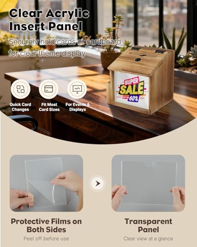 Uniclife Suggestion Box with Slot and Lock, Wood Donation Box - color: 7.7" L x 6.7" W x 7.9" H