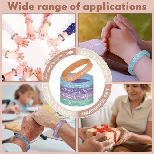 Ecation 72 Pcs Bible Verse Christian Bracelets Silicone,Macarons - color: Macarons