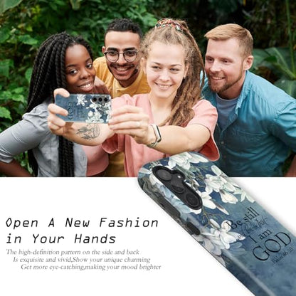 Compatible for Samsung Galaxy S25 Ultra 5G Case, 2 Layer Hard Shell Silicone Cover 2 in 1 Shockproof Protective Phone Case,Bible Verse Psalm 46:10,White Flowers - color: Bible Verse Psalm 46:10,White Flowers, size: S25 Ultra