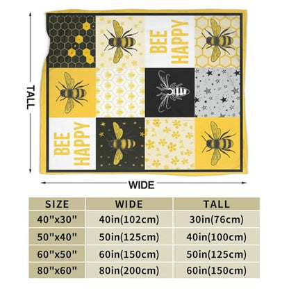 Bee Soft Cozy Blanket Bees Throw Blanket Super Plush Warm Stuff Lightweight Fleece Flannel Blankets Gifts for Women Girls Kids Adults 60"x50" - color: Bee, size: 60"x50"