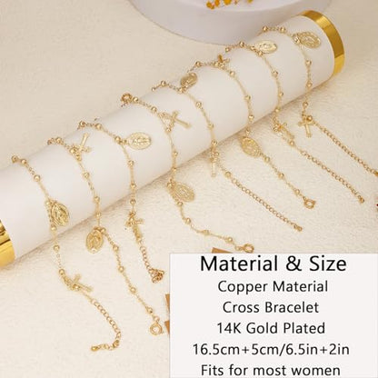 COLOYAN 9PCS Rosary Gold Beads Bracelet for Women - color: A