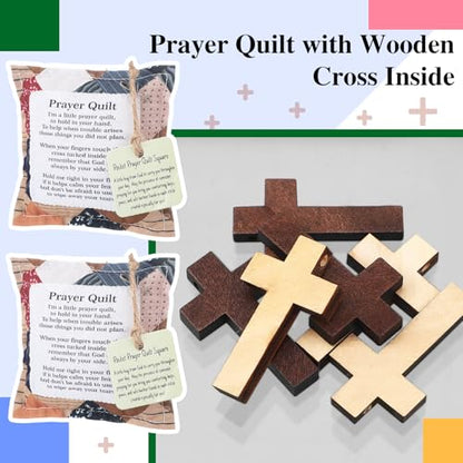 Fanfanwin 2 Pack Prayer Quilt with Cross, Mini Patchwork Scripture, Vintage - style: Vintage