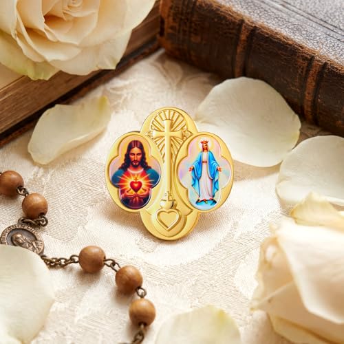 Yinkin 24 Pcs Catholic Pins Gold First Communion Lapel Pins - style: Sacred Heart