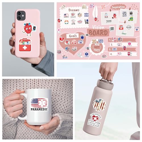 100 Pcs EMT & Paramedic Vinyl Stickers - color: Emt Theme