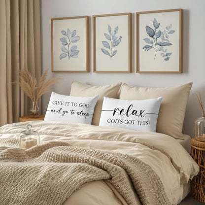 Give It to God and Go to Sleep Pillow Covers 12x20 Set of 2, White - color: White