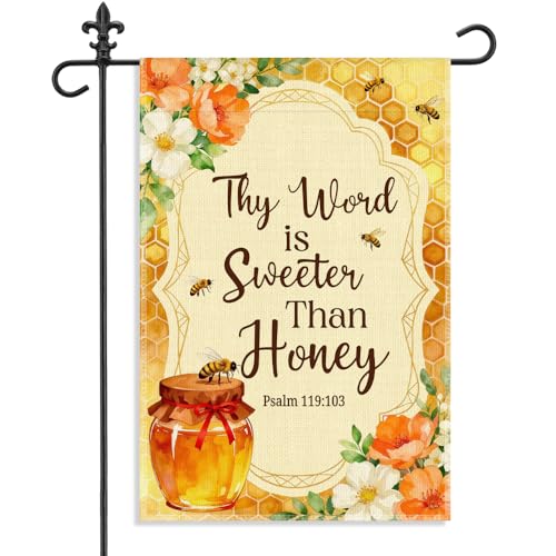 Thy Word Is Sweeter Than Honey 12 x 18 Inch Christian Garden Flag - color: Yellow 2