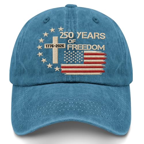 US 250th Anniversary Hat, Patriotic Embroidered Cap, 1776-2026 Freedom Celebration, 250 Years American History Gift Patriots - color: Us 250 Years Freedoms 1776-2026 250th Birthdaycyan1