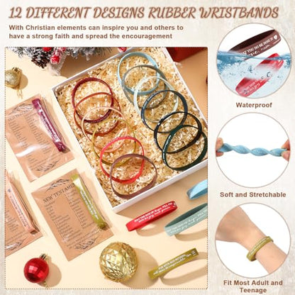 HyDren 36 Sets Bible Verse Bracelets, Religious Gifts Bulk - color: Joyous Color