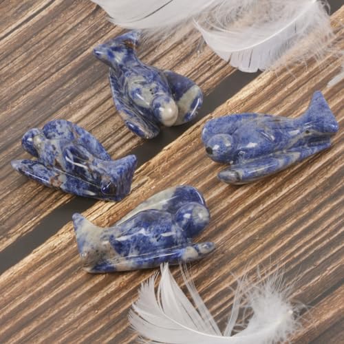 Justinstones Carved Blue Sodalite Gemstone Peace Angel Pocket Guardian AngelHealing Statue 2 inch - color: Blue Sodalite