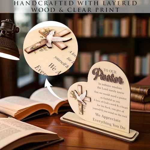 To Our Pastor 2 Layerd Wooden Plaque - Pastor Appreciation Gifts for Men, Christian Gifts for Men, Catholic Spiritual Gifts, Encouragement, Baptism Gift - color: To Our Pastor