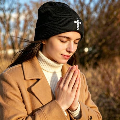 Christian Hats for Men & WomenJesus Cross HatChristianReligious GiftsforVarious Festivals&BirthdaysFaith Baseball/Trucker Cap - color: Black Jesus Beanie