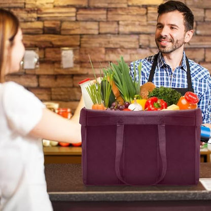 Reusable Grocery Shopping Bags 10 Pack Large Foldable Tote Bags Bulk - color: Black, Gray, Green, Purple, Claret