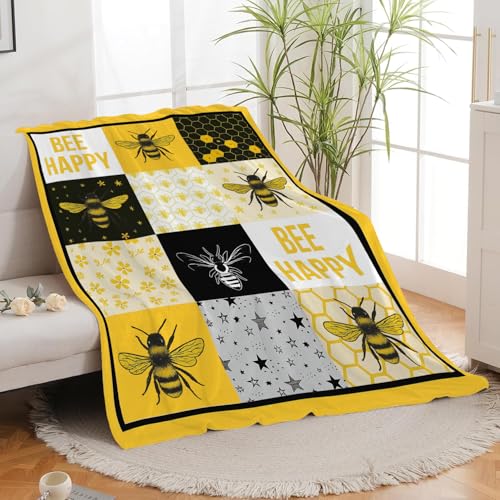 Bee Soft Cozy Blanket Bees Throw Blanket Super Plush Warm Stuff Lightweight Fleece Flannel Blankets Gifts for Women Girls Kids Adults 50"X40" - color: Bee, size: 50"x40"