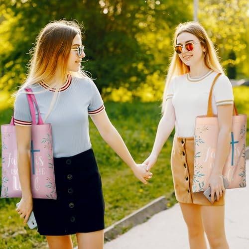 Shinylin 24 Pcs Christian Tote Bags for Women Bible Verse Canvas 4 Colors