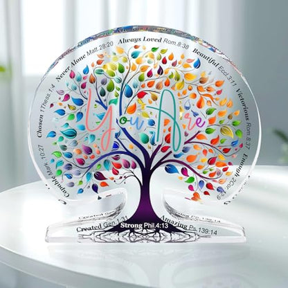 Christian Gifts for Women Birthday Unique, Tree of Life Inspirational Religious Gifts for Mom Friends Coworker, Encouragement Gift for Her Sister Bestie, Spiritual Home Decorative Acrylic Signs Plaque - style: Tree of Life-You are