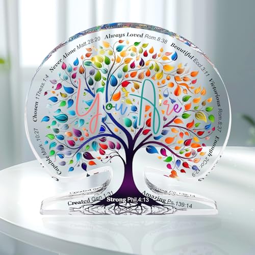Christian Gifts for Women Birthday Unique, Tree of Life Inspirational Religious Gifts for Mom Friends Coworker, Encouragement Gift for Her Sister Bestie, Spiritual Home Decorative Acrylic Signs Plaque - style: Tree of Life-You are