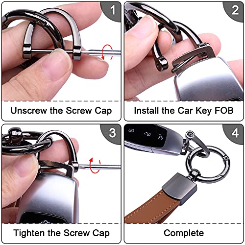 Wisdompro Genuine Leather Car Keychain, Universal Key Fob Keychain - color: Brown