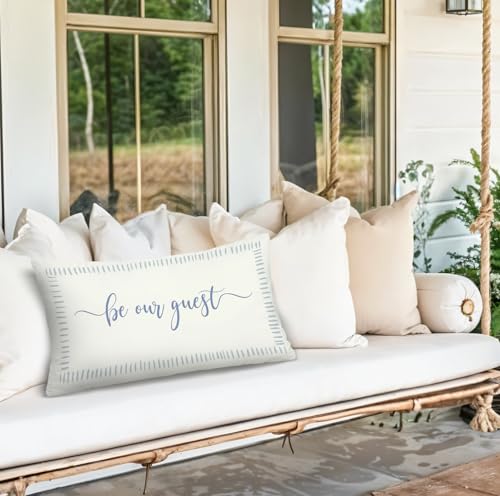 Be Our Guest Pillow Cover,Farmhouse Throw Pillow Cover 12x20 - color: White-guest