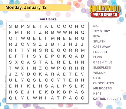 Hollywood Word Search 2026 Daily Desk Calendar: Boxed Page-a-Day Puzzle Calendar with Day-to-Day Word Searches on Movies, Stars & Pop Culture - color: Hollywood Word Search