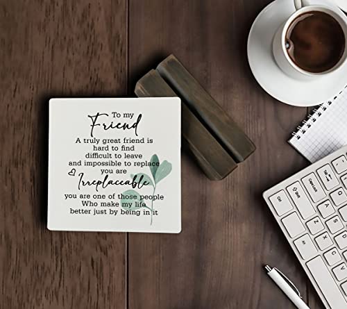 True Friendship Wood Plaque with Stand, A Great Friend is Hard to Find and Replace, Gifts for Women, Men, Friends - color: Friend01