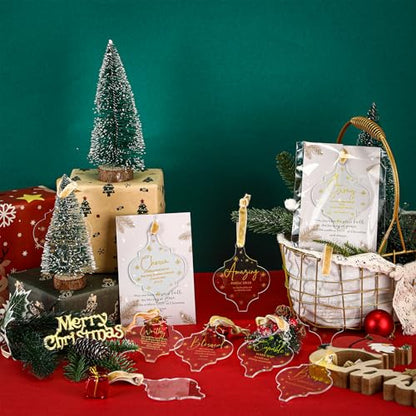 Kasyat 10 Sets Christian Tree Ornaments Bulk Clear with Cards, Pastoral - style: Pastoral