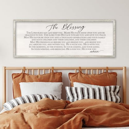 RLWangChao The Blessing Wall Art, 32x12 Inch, White - color: The Lord Bless You And Keep You (White), size: 32"L x 12"W