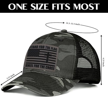 Christian Jesus Cross Hat American Flag Adjustable Faith Baseball Cap - Ideal Religious Gifts for Birthdays, Father's Day - color: Black-camo