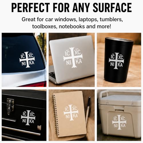 Orthodox Christian Cross Vinyl Decal Sticker, Religious Symbol Decal | Waterproof Christian Car Window Sticker | Faith-Based Vinyl Decal for Vehicles and Laptops (12in) - size: 12in