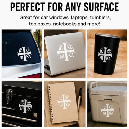 Orthodox Christian Cross Vinyl Decal Sticker, Religious Symbol Decal | Waterproof Christian Car Window Sticker | Faith-Based Vinyl Decal for Vehicles and Laptops (6 inches) - size: 6in