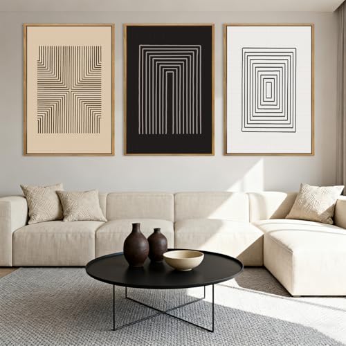 Anyzal Large Black Abstract Wall Art Framed16x24 Inch Brown and White Modern Minimalist Canvas Wall Decor Neutral Textured Art Prints for Living Room Bedroom Office Set of 3 - color: Black White and Brown, size: 24"L x 16"W