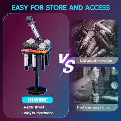 Multi Microphone Holder Desktop Mic Stand with Square Tray
