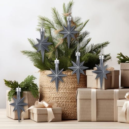 Syhood 12 Pack Iron Gray Bethlehem Star Ornaments Christmas Tree - color: Iron Gray