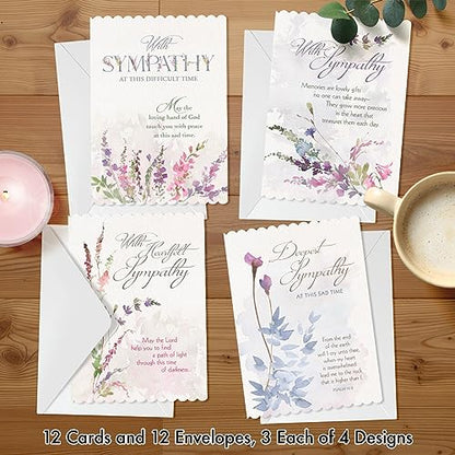Faithfully Yours Designer Greetings Floral Sympathy Boxed Card 12 Pack