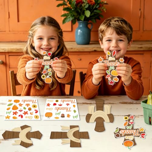 PAIVSUN 24Pcs Fall Crafts for Kids DIY Thanksgiving Cross Sticker Ornaments - style: Fall Cross