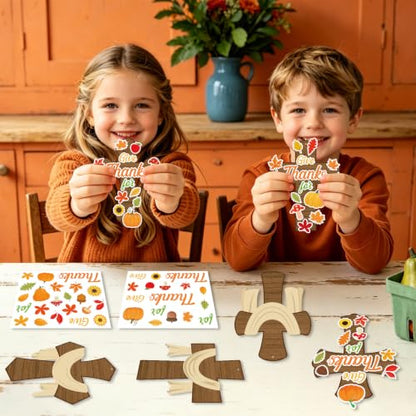 PAIVSUN 24Pcs Fall Crafts for Kids DIY Thanksgiving Cross Sticker Ornaments - style: Fall Cross