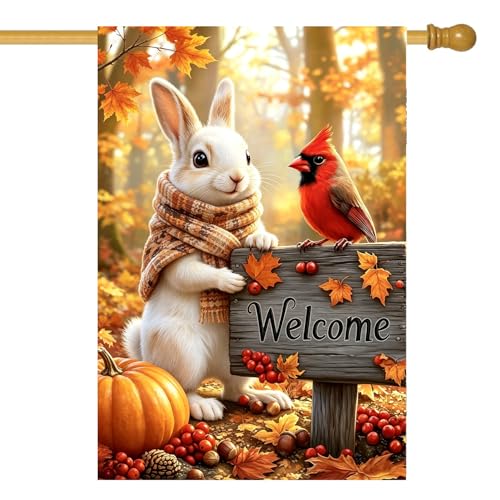Large Fall Welcome House Flags for Outside 28 x 40 Double Sided - color: Fall, size: 28x40 Inches