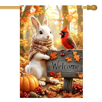 Large Fall Welcome House Flags for Outside 28 x 40 Double Sided - color: Fall, size: 28x40 Inches