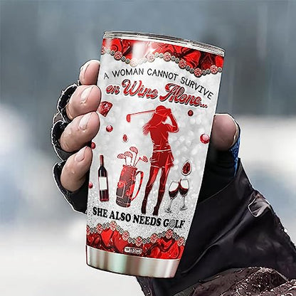WAZONE Personalized Golf Player Tumbler 20oz 30oz Stainless Steel Custom Name Vacuum Insulated Travel Coffee Mug Novelty Cup Sporty Themed Gift Birthday Christmas for Women Friends - color: Golf