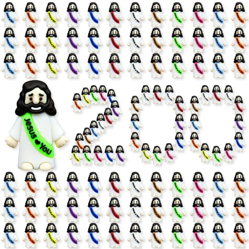 200 Pack Little Jesus Figures Easter Mini Rubber Toys to Hide and Seek, Pocket Jesus Love You Miniatures Religious Party Favors Baptism Gifts Sunday School Easter Egg Stuffers - color: 10-color *200