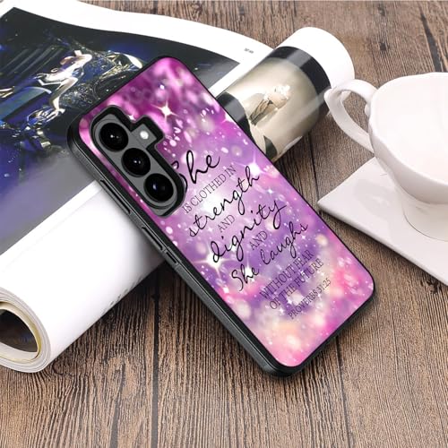 Case for Samsung Galaxy S26 Plus/ S25 Plus/ S24 Plus 6.7 inch, Heavy Duty 3 in 1 Hybrid Hard PC & Soft Silicone Shockproof Drop Protection Case, Christian Quote Bible Verse Proverbs 31:25 - color: Christian Quote Bible Verse Proverbs 31:25, size: Galaxy S