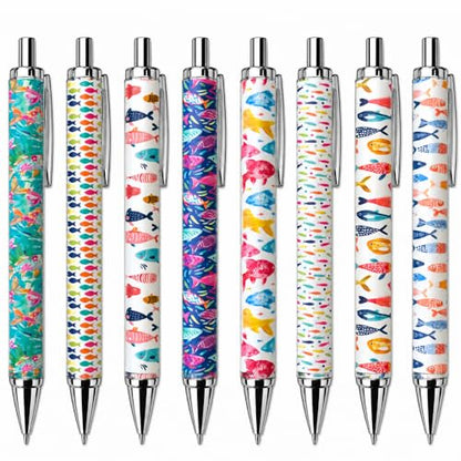 8PC Fish Pens Cute Ocean Set Birthday Party Supplies Fishing Kit Aquarium Theme Outdoor Camping Decorations Best Fathers Day Novelty Pen Game Prizes Décor Stocking Stuffers Gifts For Friends Family - style: Fish