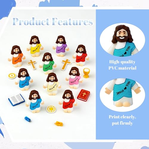 150 Pcs Easter Little Jesus Figures Mini Jesus Figurines Bulk to Hide and Seek Tiny Christ Savior Love You Religious Party Favors for Easter Egg Stuffers Sunday Religious Party Favor Baptism Gifts