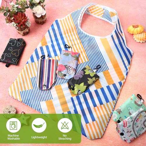 Paterr 24 Pcs Reusable Grocery Shopping Bags Foldable Bulk - style: Flower Style