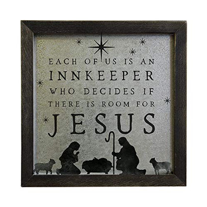 Simply Said, INC Rustic Frames Galvanized Christmas Nativity Sign - Each of Us is an Innkeeper Who Decides if There is Room for Jesus - 10 x 10 inch Galvanized Wood Sign - Made in USA - RFG1070 - color: Metallic