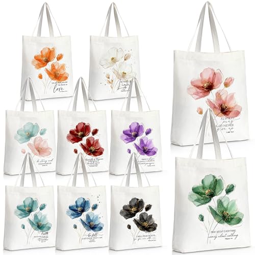 Sieral 10 Pcs Canvas Tote Bags Housekeeper Appreciation Tote Bags - style: Bible
