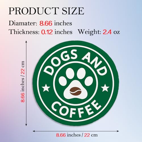Funny Coffee Round Mouse Pad, Dogs and Coffee Mousepad for Laptop Gaming, Small Mouse Mat with Non-Slip Rubber Base Stitched Edge for Wireless Mouse Home Office Desk Decor, Dog Lover Gifts - color: Dogs and Coffee